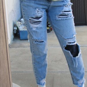 Wildfable Highwaisted Jeans, Distressed Jeans Distressed Denim, Size 0 Jeans